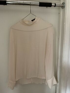 Zara Cream High-Neck Long Sleeve Blouse